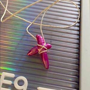 22inch hot pink pearl cross necklace.